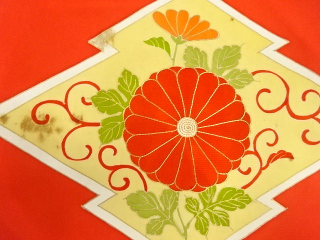 JAPANESE KIMONO / ANTIQUE NAGOYA OBI / SILK / SHIOZE / EMBROIDERY / KIKU ARABESQUE